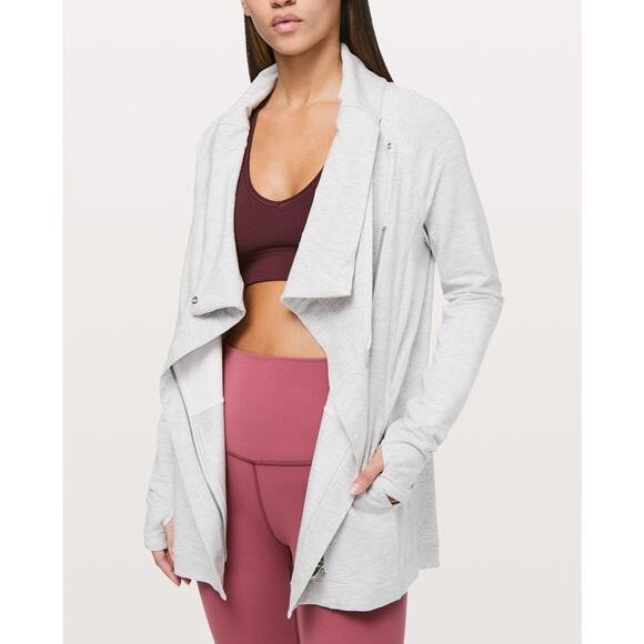 Lululemon Coast Easy Long Sleeve Full Zip Wrap Cardigan Jacket Heathered Gray 8 - Picture 1 of 9